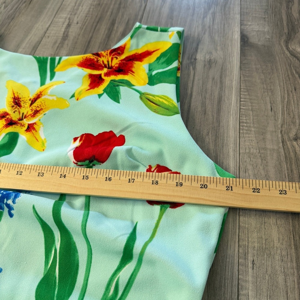New York & Company Floral‎ Sheath Dress  Size XL Mint Green Sleeveless Stretch - Picture 7 of 11